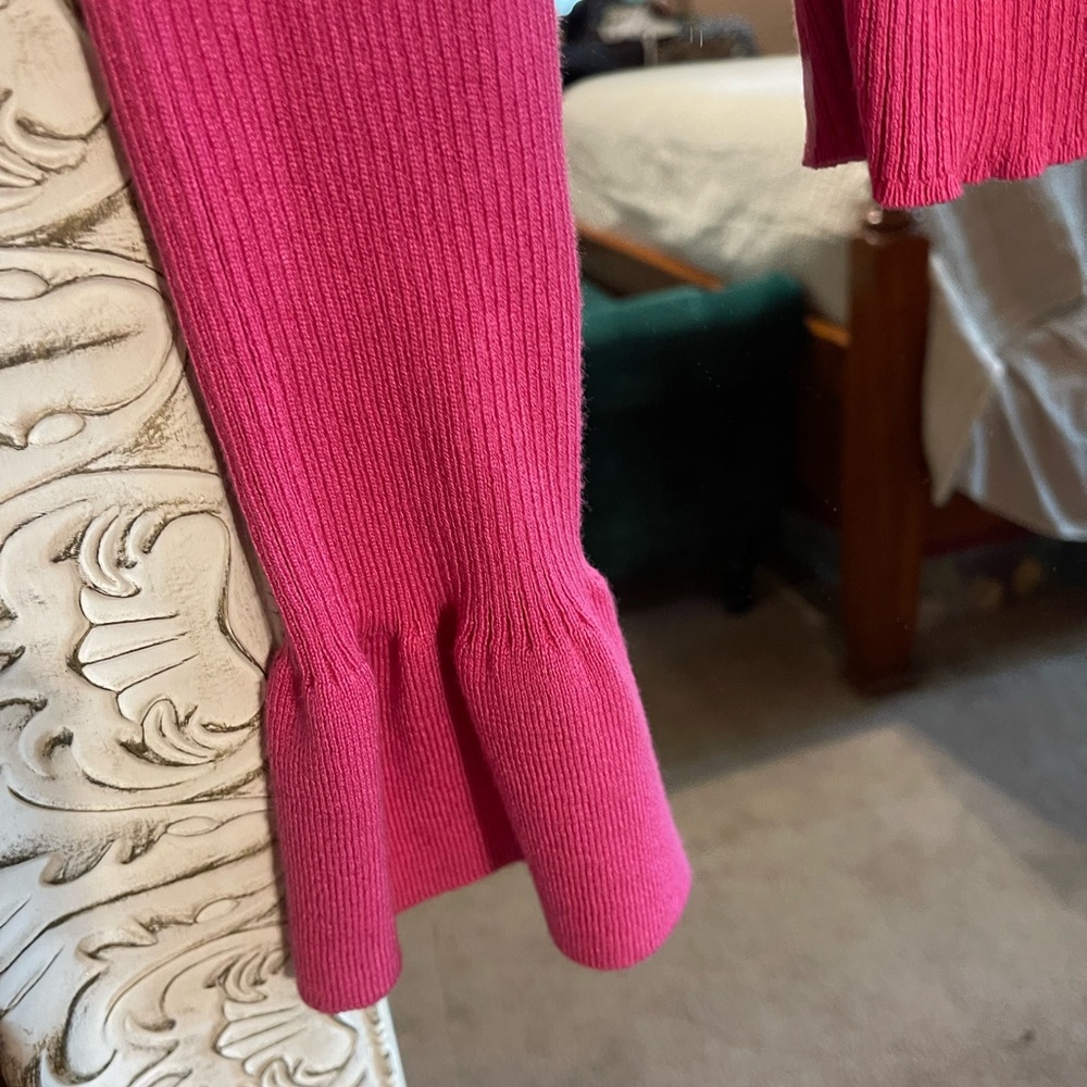 Pink Button-Up Women's Ribbed Sweater - Picture 2 of 7